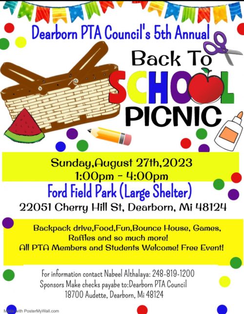 Flyer for PTA Council back to school picnic
